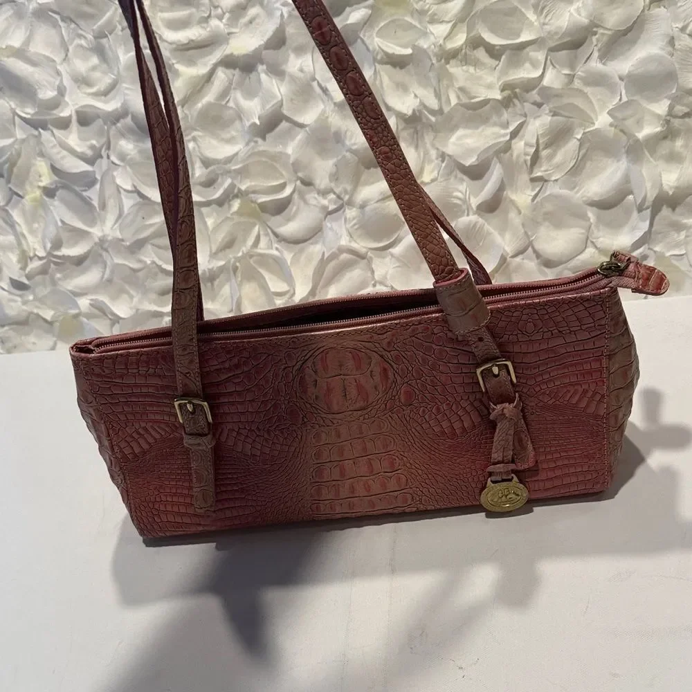 Brahmin Rose Embossed Shoulder Bag